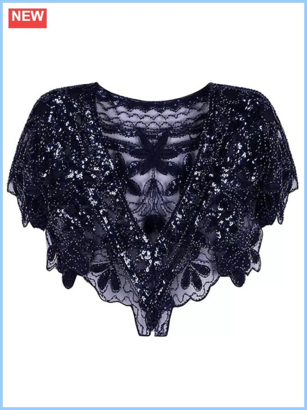 Sequin Beaded 1920s Shawl Wrap Bolero Evening Wedding Party